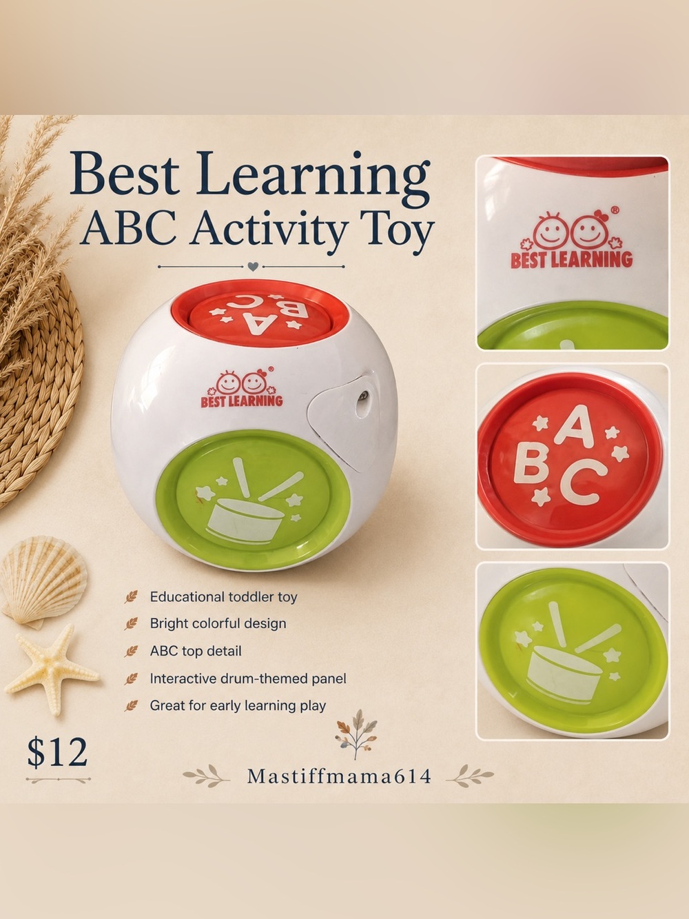 ABC Activity Toy — White with Red & Green Panels
